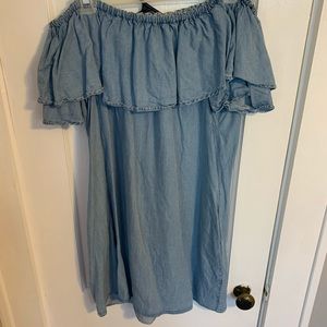 ZARA Denim Off the Shoulder Dress with Pockets